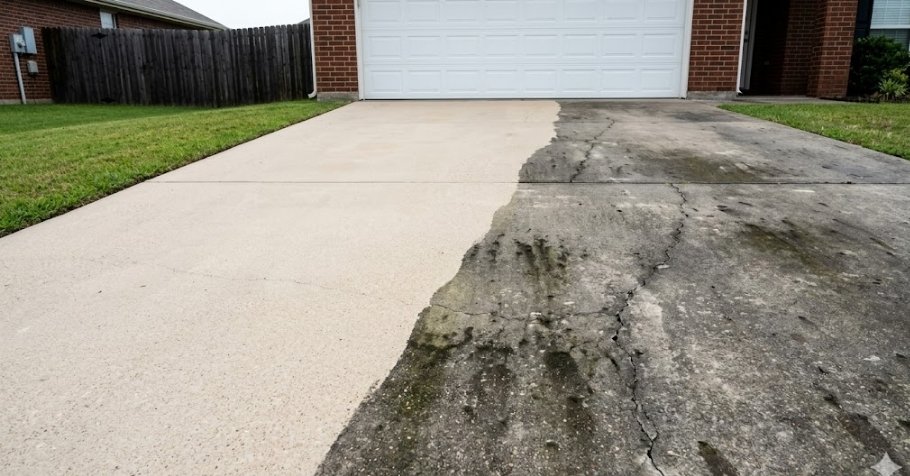 Concrete Driveway Cleaning for a Deep Even Finish