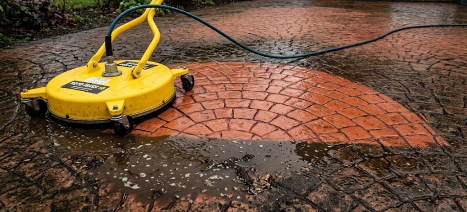 Imprinted Concrete Driveway Cleaning and Resealing